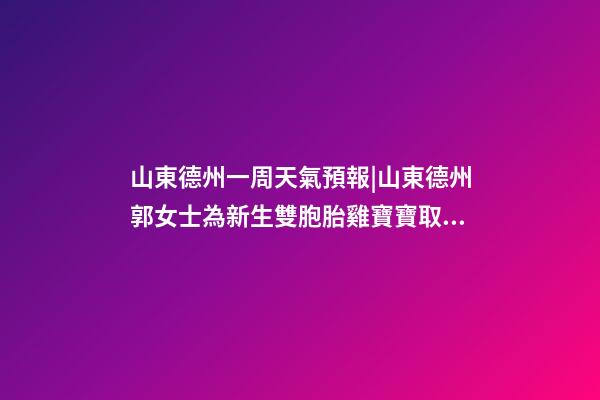 山東德州一周天氣預報|山東德州郭女士為新生雙胞胎雞寶寶取名時尚型套餐-第1張-公司起名-玄機派